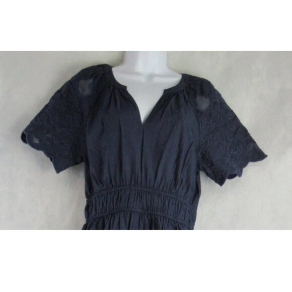 On 34th Women's Cotton Embroidered A-Line Maxi Dress, Intrepid Dark Blue, Small - Picture 3 of 8